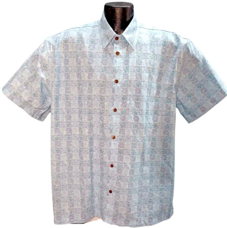 Orange Tiki Tapa Hawaiian Shirt -Made in USA- Cotton